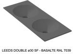 Plan vasque double lavabo circulaire ⦰ 30 cm sur mesure Largeur 100 à 201 x P 40 à 51 cm Finition lisse 10 couleurs au choix, Anti bactérien Résine Akrytan® Livraison Offerte.